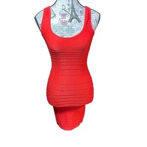 Bebe Fiery Red V-Neck Dress